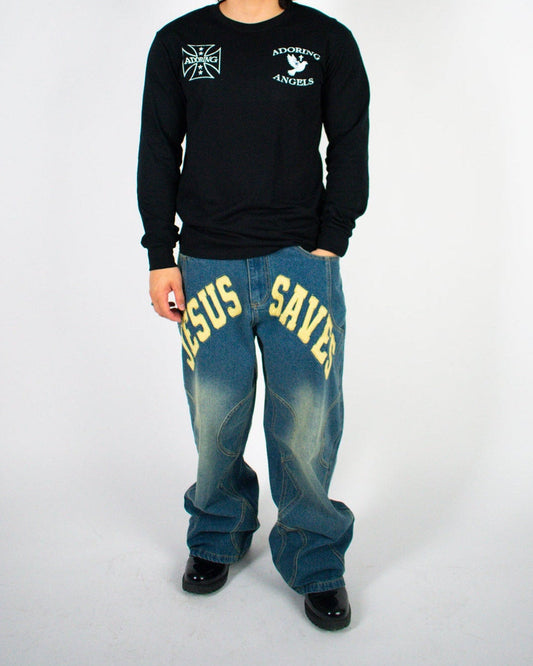 Washed Blue "JS" Jeans