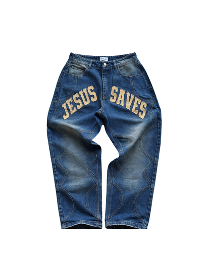 Washed Blue "JS" Jeans