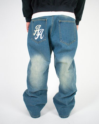 Washed Blue "JS" Jeans