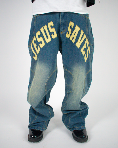 Washed Blue "JS" Jeans